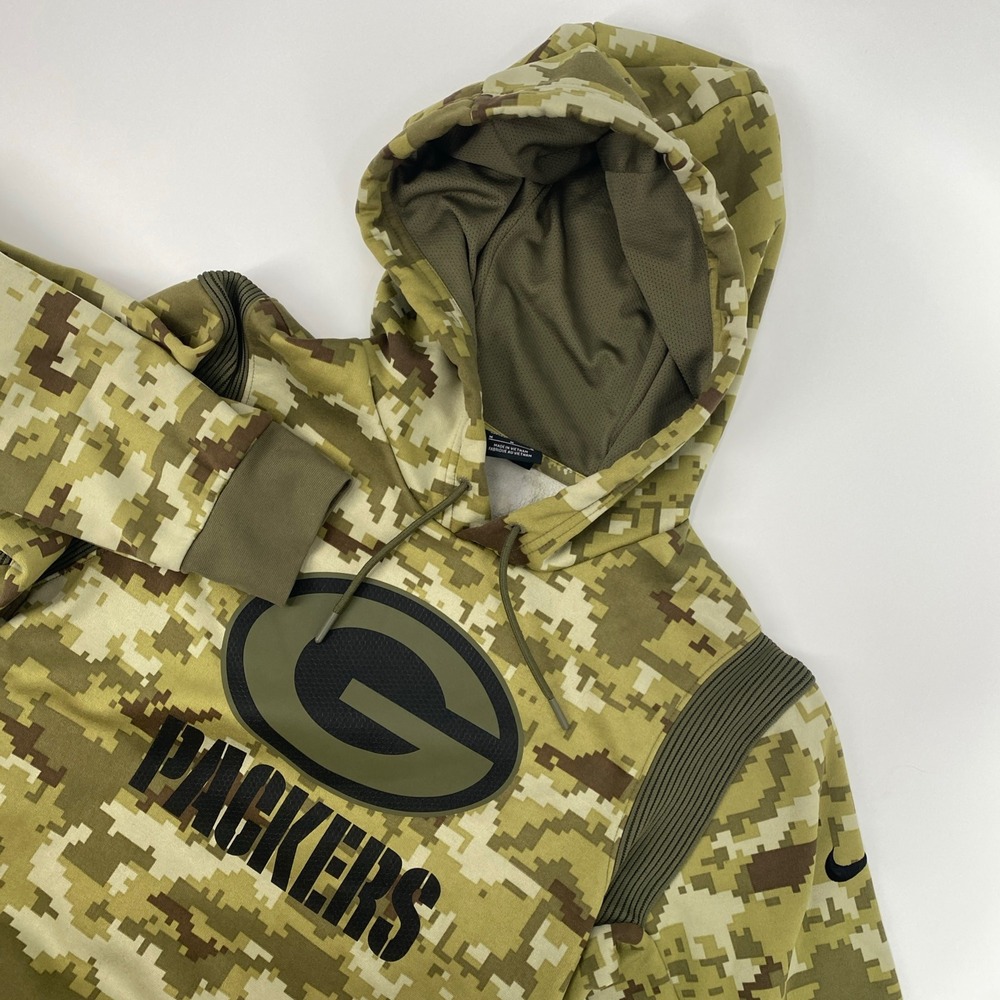 Green Bay Packers Hoodie Mens Medium Green Digital Camo Nike Salute to Service